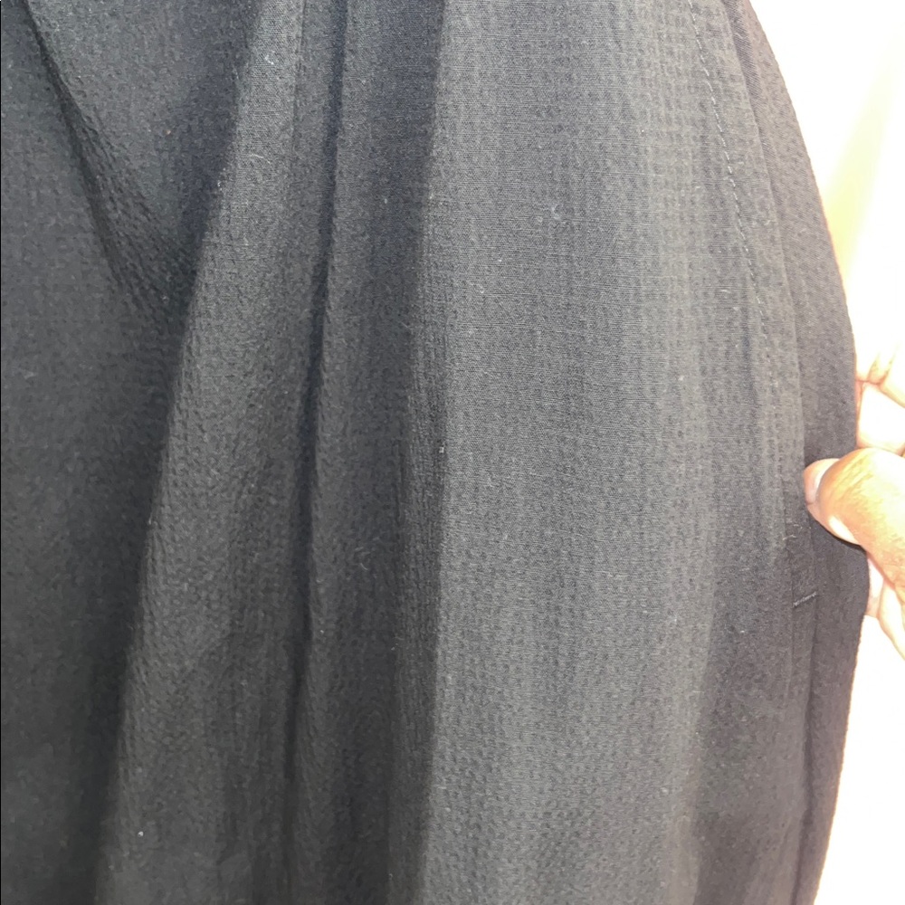 Black Puff Sleeve Midi Dress with NeckTie and pockets - Picture 3 of 4